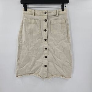 Oat new york 25 oatmeal denim skirt button up cream
